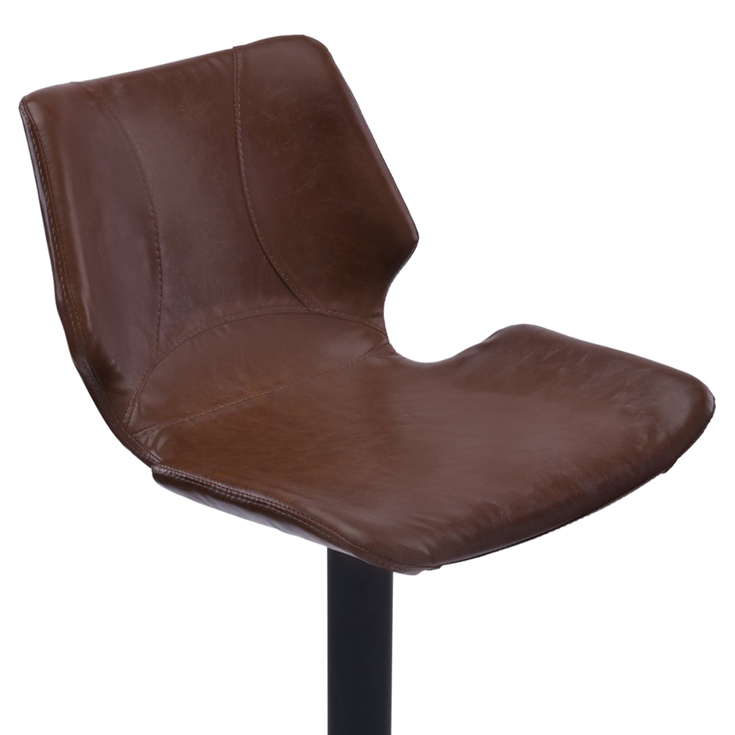 Zuma Adjustable Swivel Metal Barstool in Vintage Coffee Faux Leather and Black Metal Finish