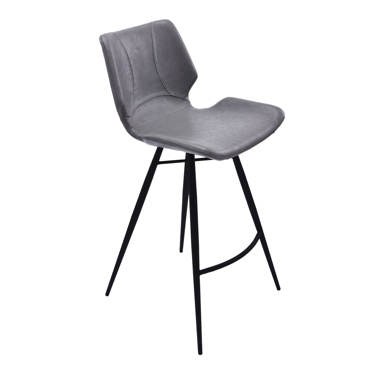 Zurich 26" Counter Height Metal Barstool in Vintage Gray Faux Leather and Black Metal Finish