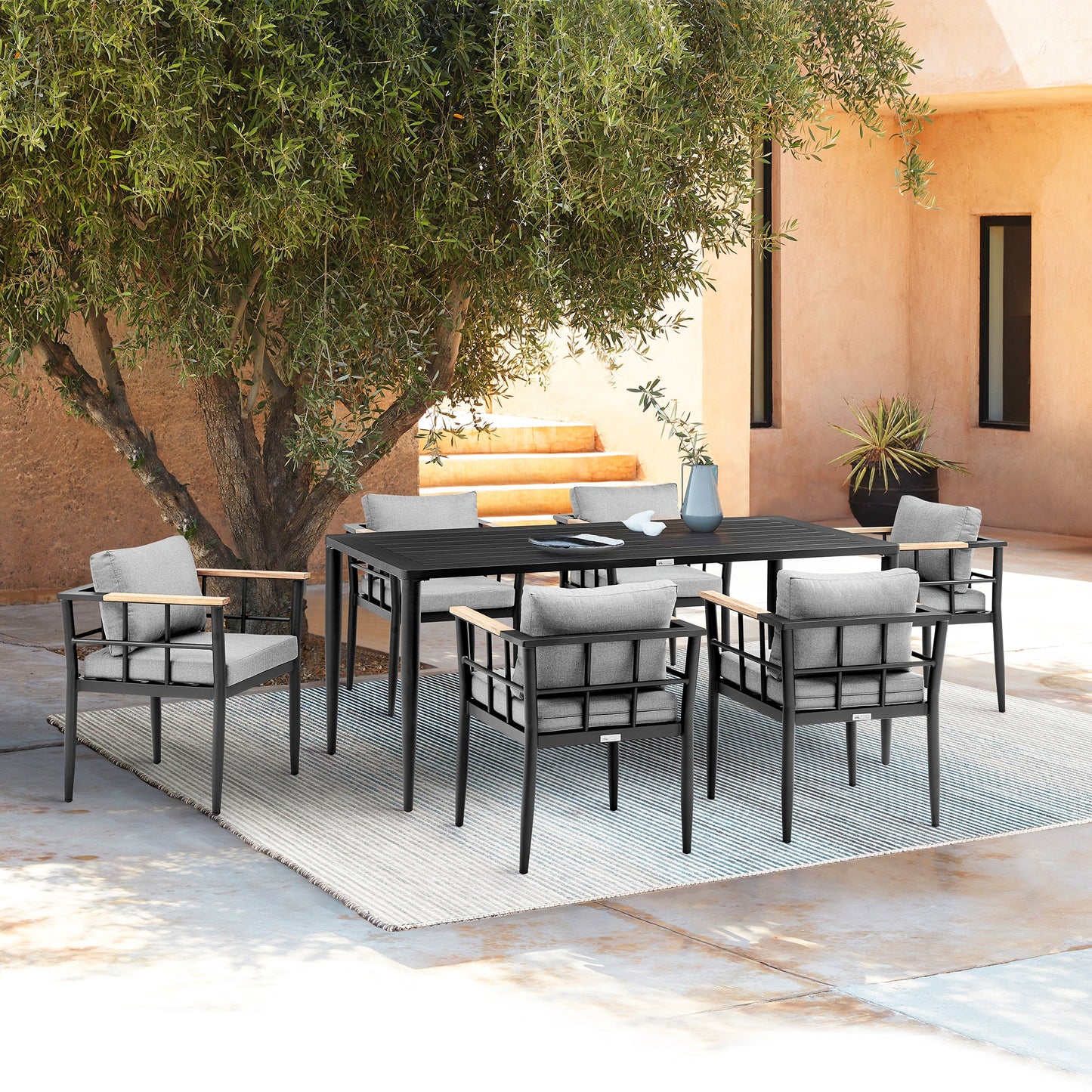 Ezra Outdoor Patio Dining Table in Aluminum