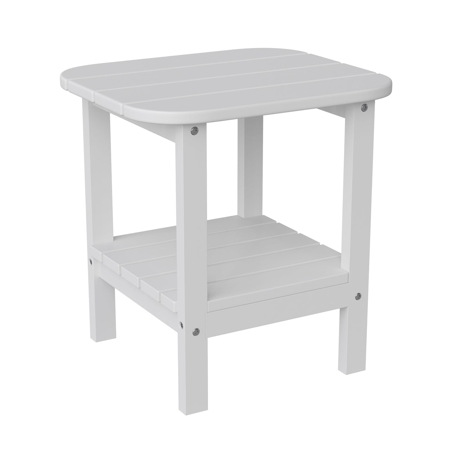 White 2 Tier Patio Side Table LE-HMP-1035-1517H-WT-GG