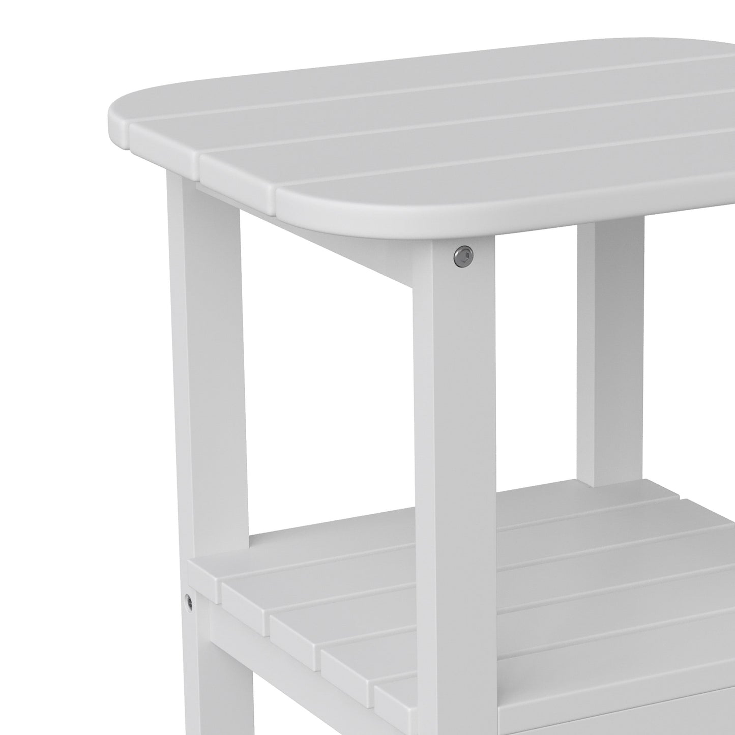 White 2 Tier Patio Side Table LE-HMP-1035-1517H-WT-GG