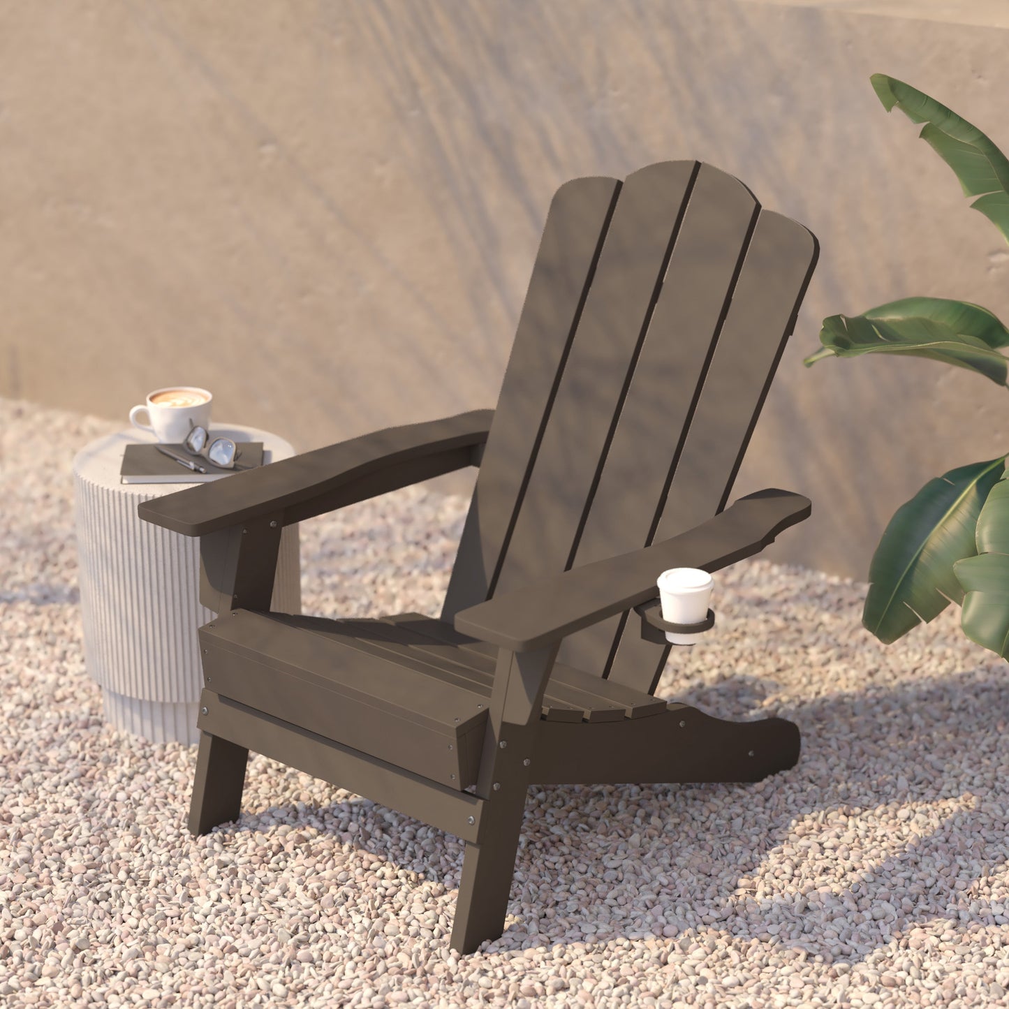 Brown Patio Chair - Cupholder LE-HMP-1044-10-BR-GG