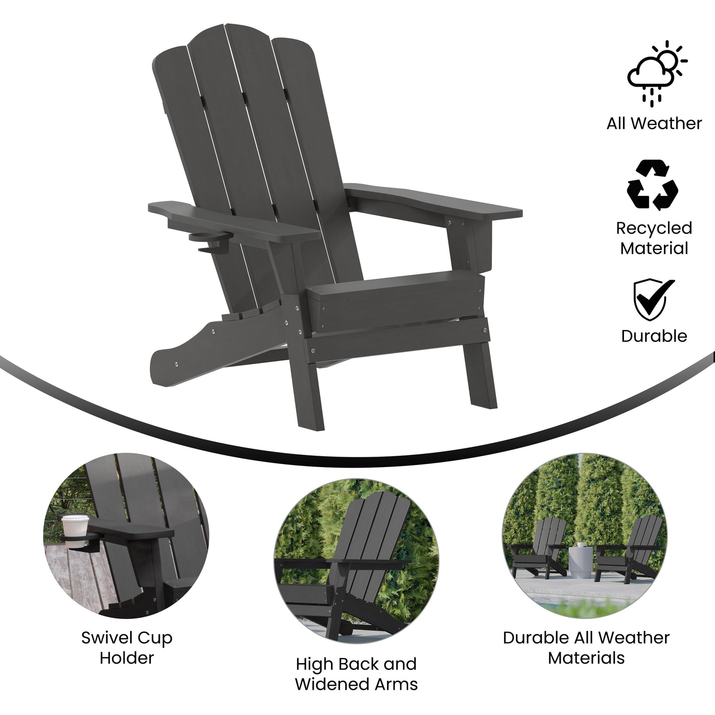 Gray Patio Chair - Cupholder LE-HMP-1044-10-GY-GG