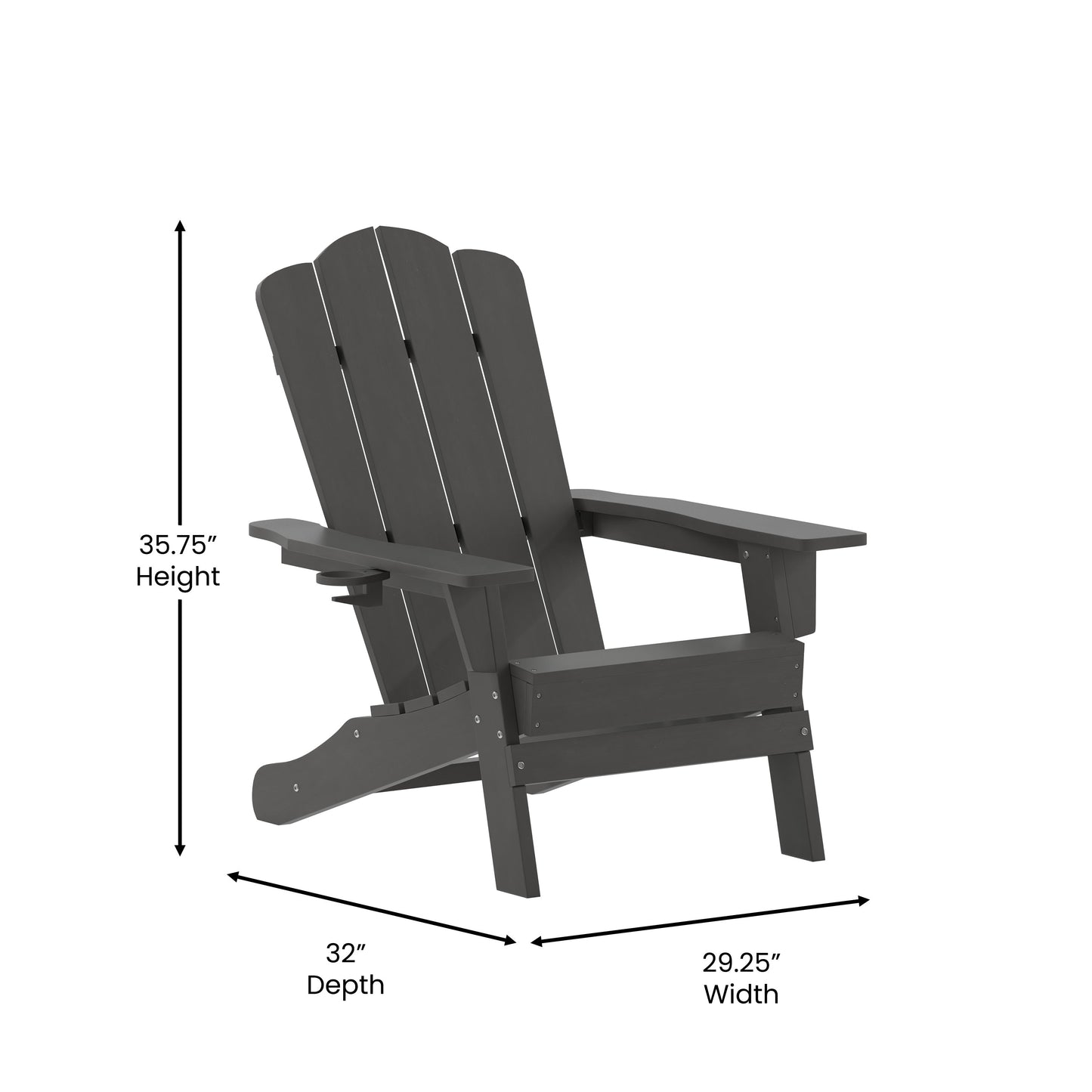 Gray Patio Chair - Cupholder LE-HMP-1044-10-GY-GG