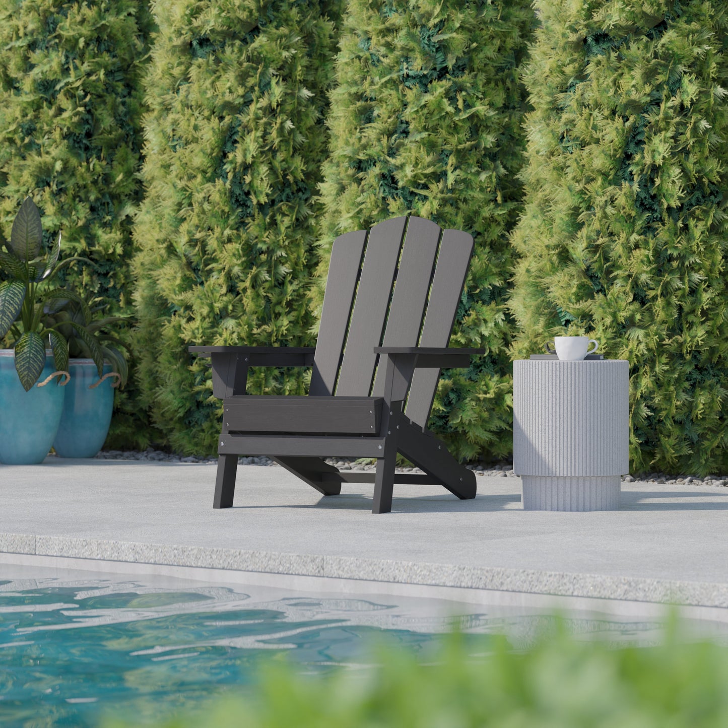 Gray Patio Chair - Cupholder LE-HMP-1044-10-GY-GG