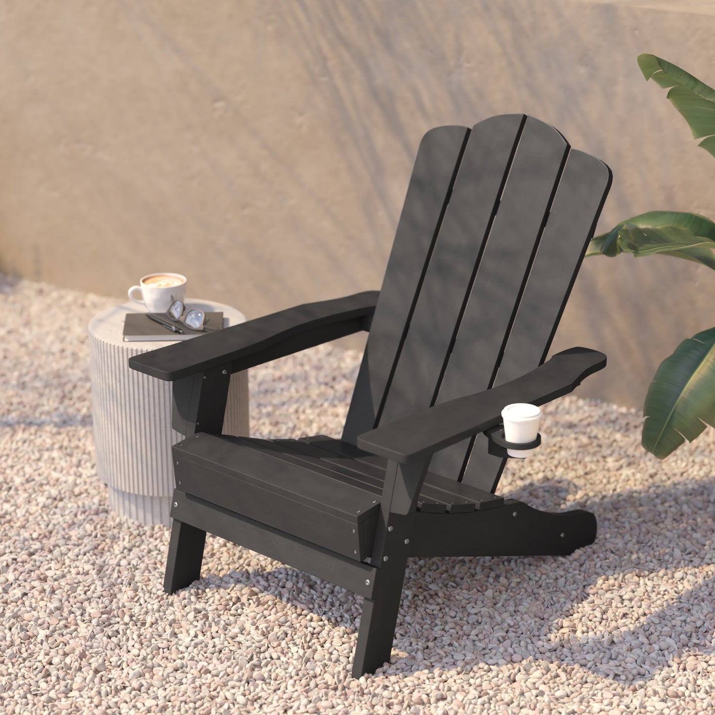 Gray Patio Chair - Cupholder LE-HMP-1044-10-GY-GG