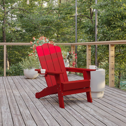 Red Patio Chair - Cupholder LE-HMP-1044-10-RD-GG