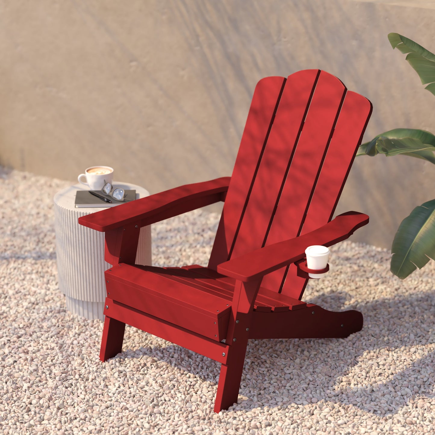 Red Patio Chair - Cupholder LE-HMP-1044-10-RD-GG