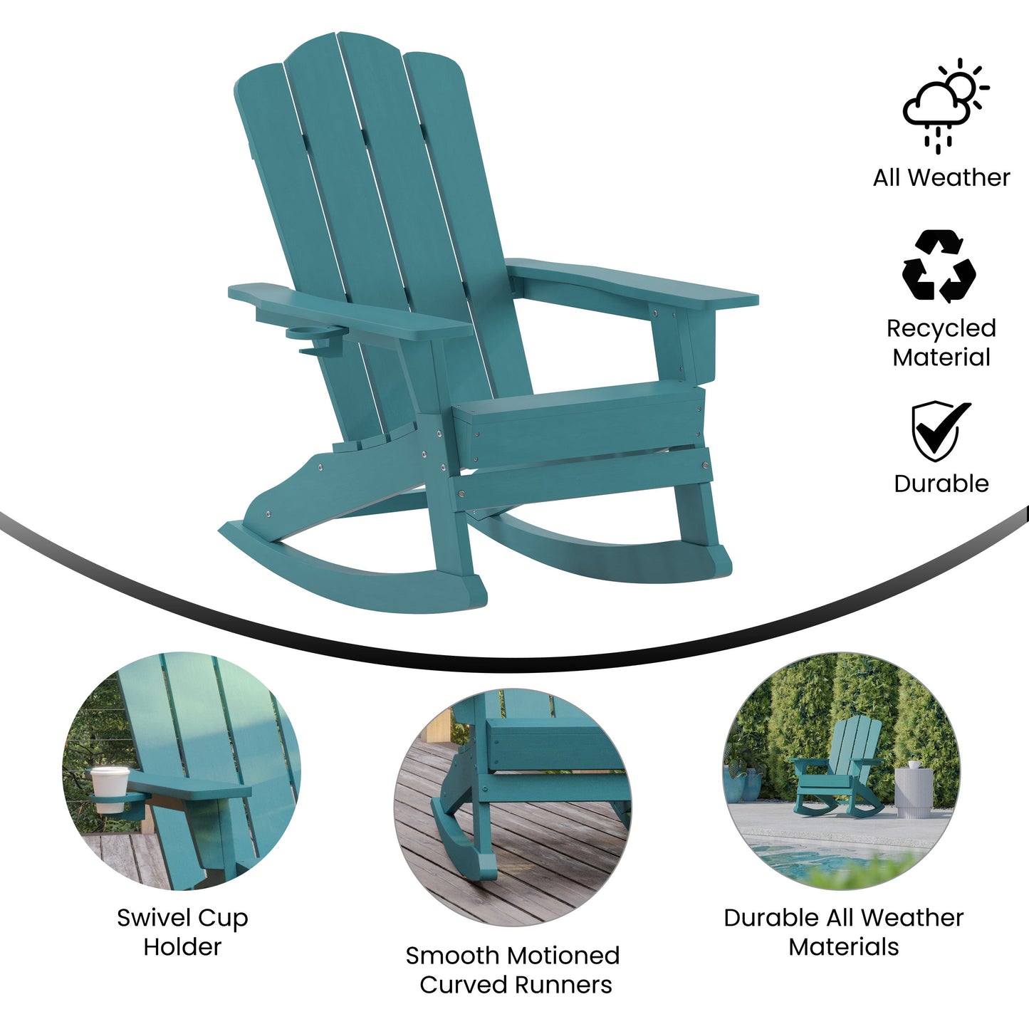 Blue Rocking Chair-Cupholder LE-HMP-1044-31-BL-GG