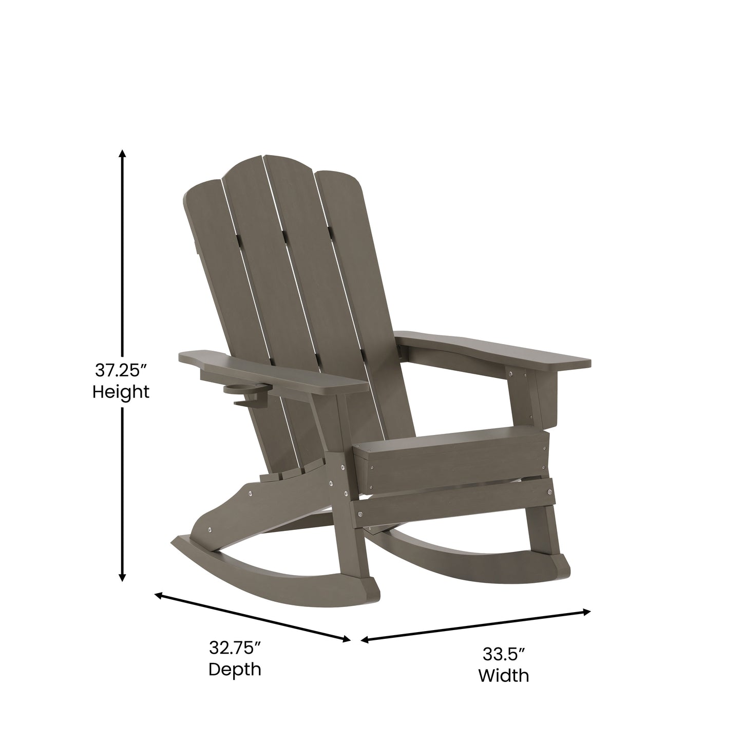 Brown Rocking Chair-Cupholder LE-HMP-1044-31-BR-GG