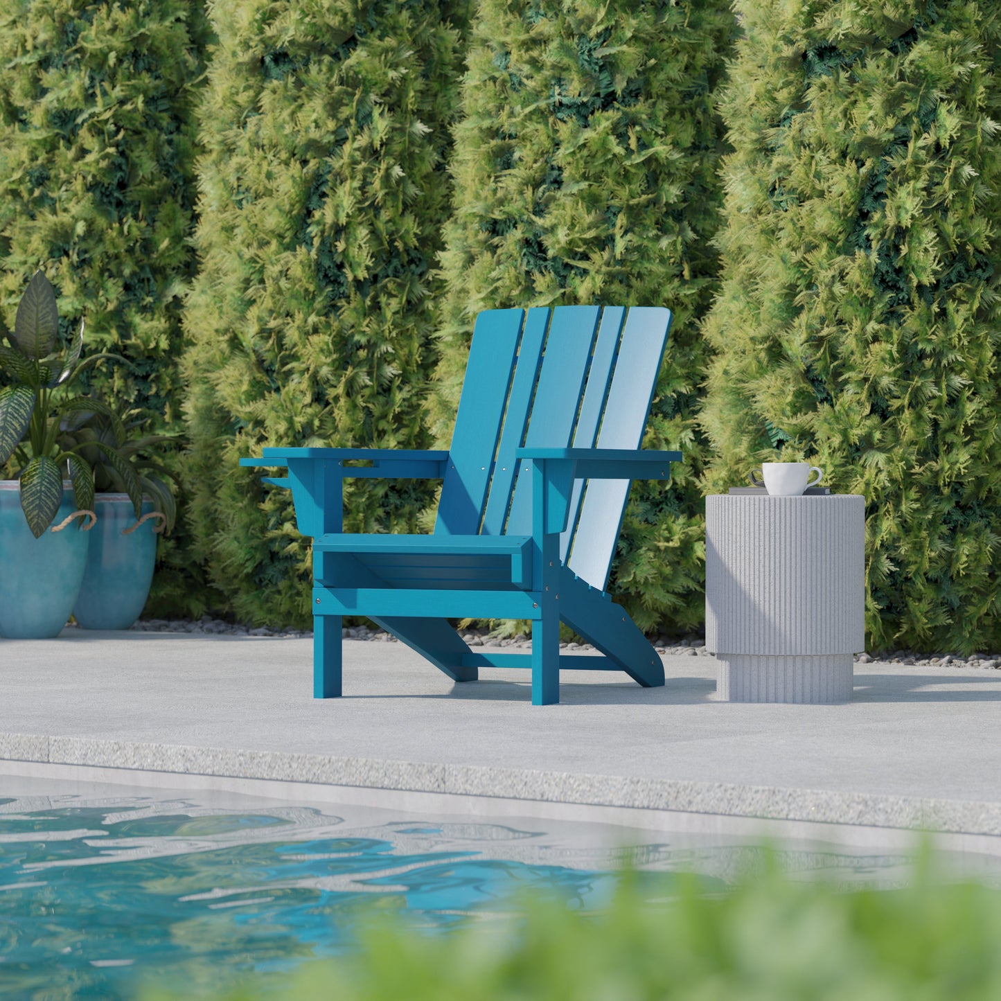 Blue Patio Chair - Cupholder LE-HMP-1045-10-BL-GG