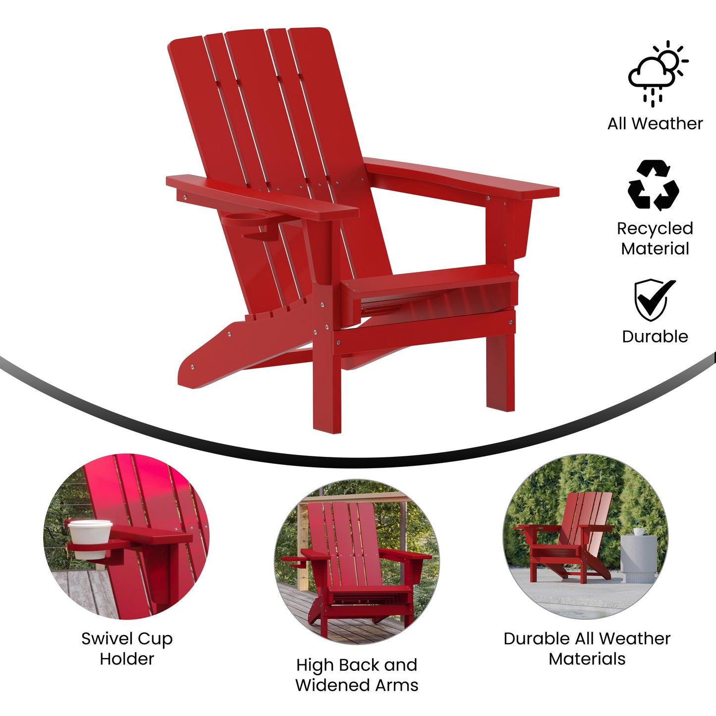 Red Patio Chair - Cupholder LE-HMP-1045-10-RD-GG