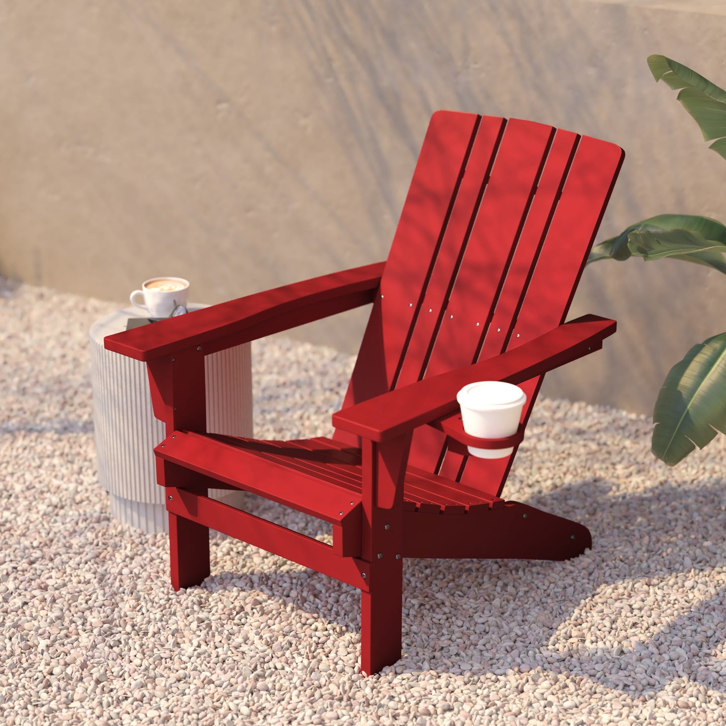 Red Patio Chair - Cupholder LE-HMP-1045-10-RD-GG