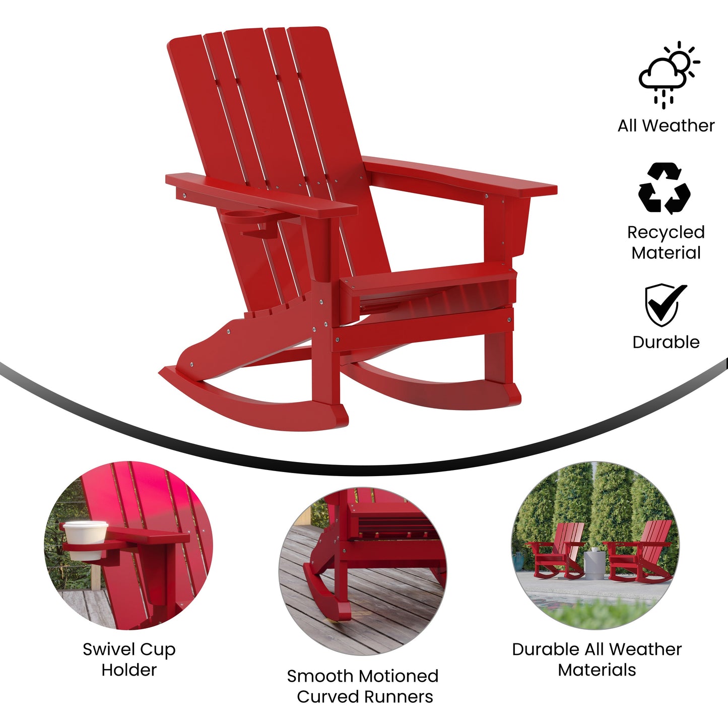 Red Rocking Chair-Cupholder LE-HMP-1045-31-RD-GG