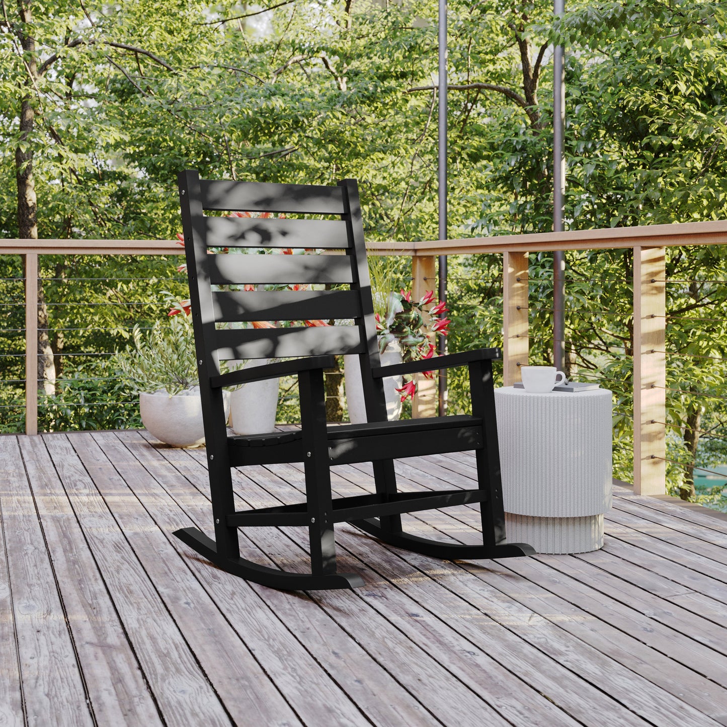 Black Outdoor Rocking Chair LE-HMP-2002-110-BK-GG