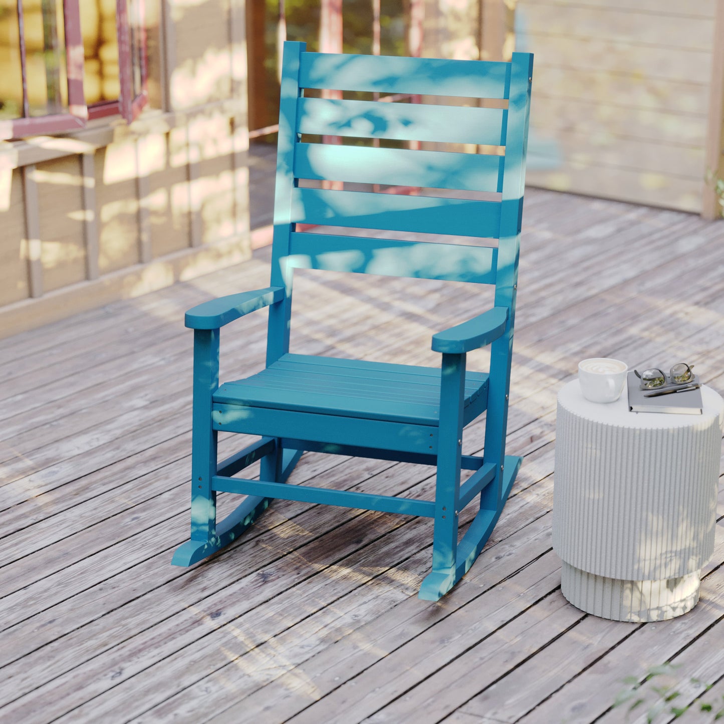 Blue Outdoor Rocking Chair LE-HMP-2002-110-BL-GG