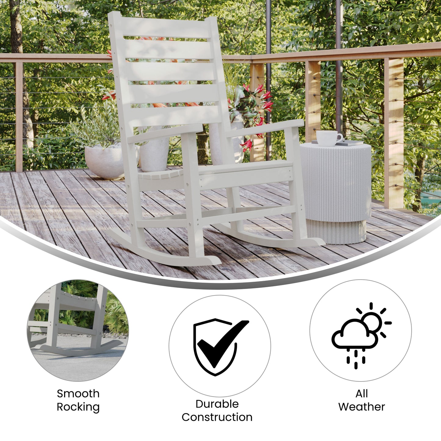 White Outdoor Rocking Chair LE-HMP-2002-110-WT-GG