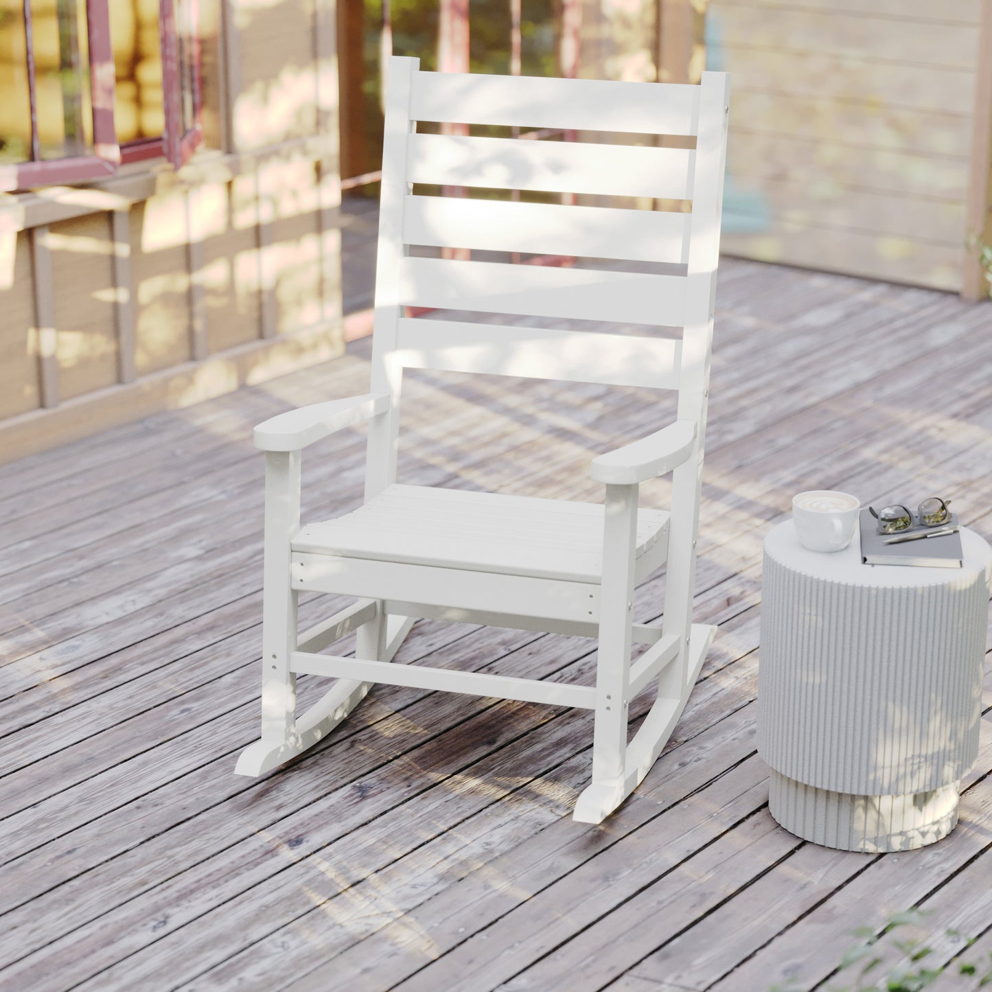 White Outdoor Rocking Chair LE-HMP-2002-110-WT-GG