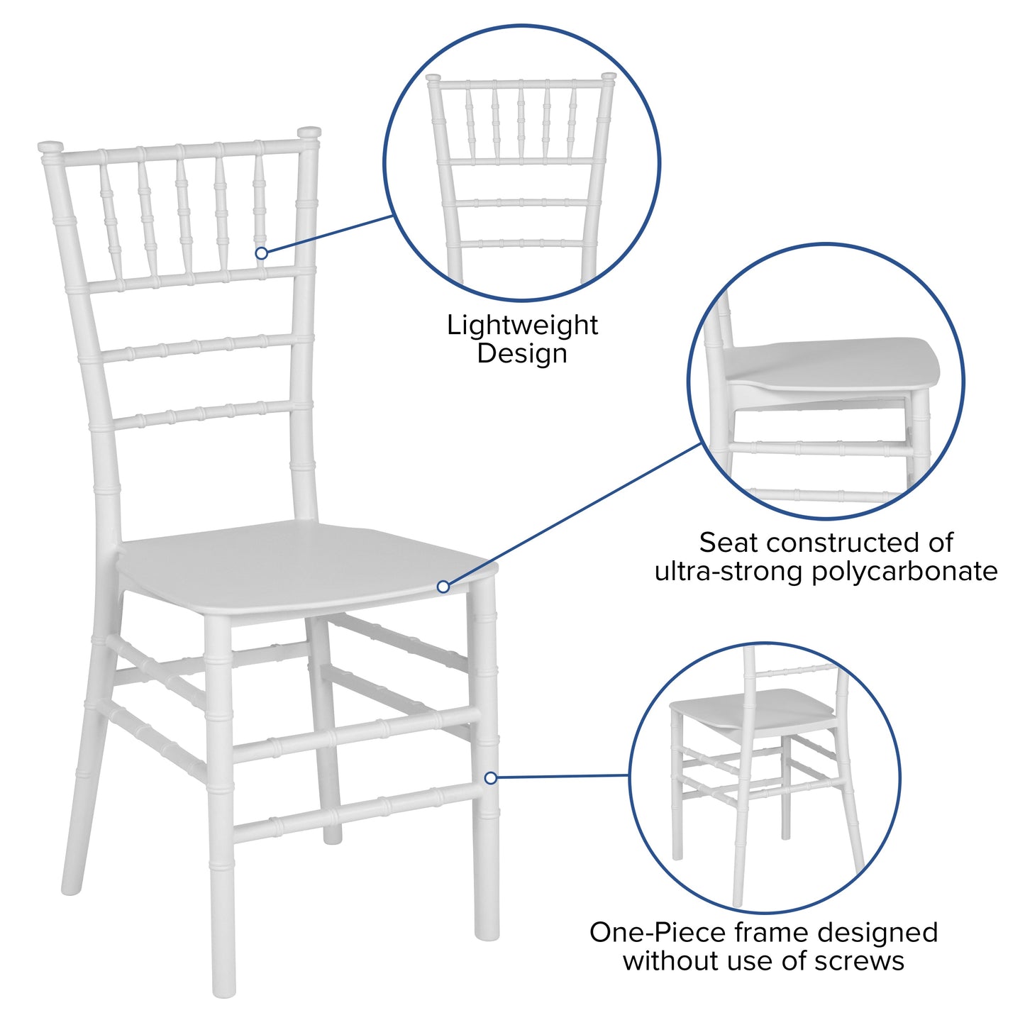 White Resin Chiavari Chair LE-WHITE-M-GG