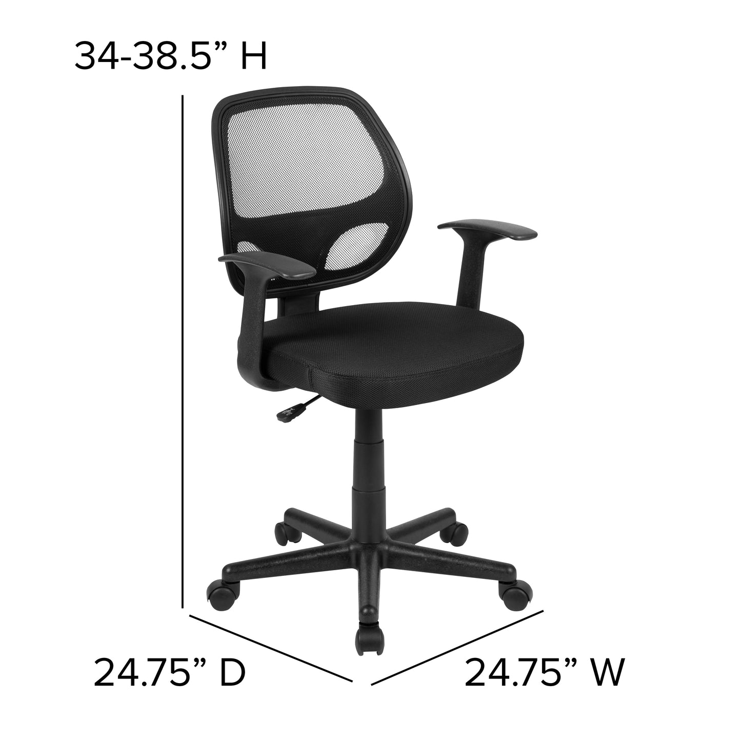 Mid-Back Black Mesh Task Chair LF-118P-T-BK-GG