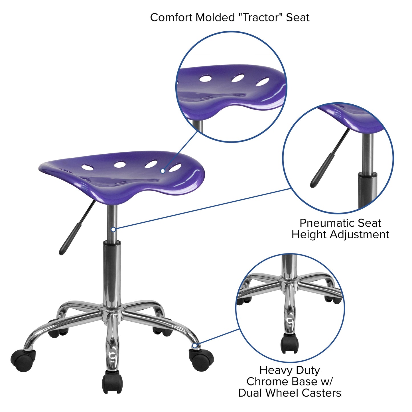 Violet Tractor Stool LF-214A-VIOLET-GG