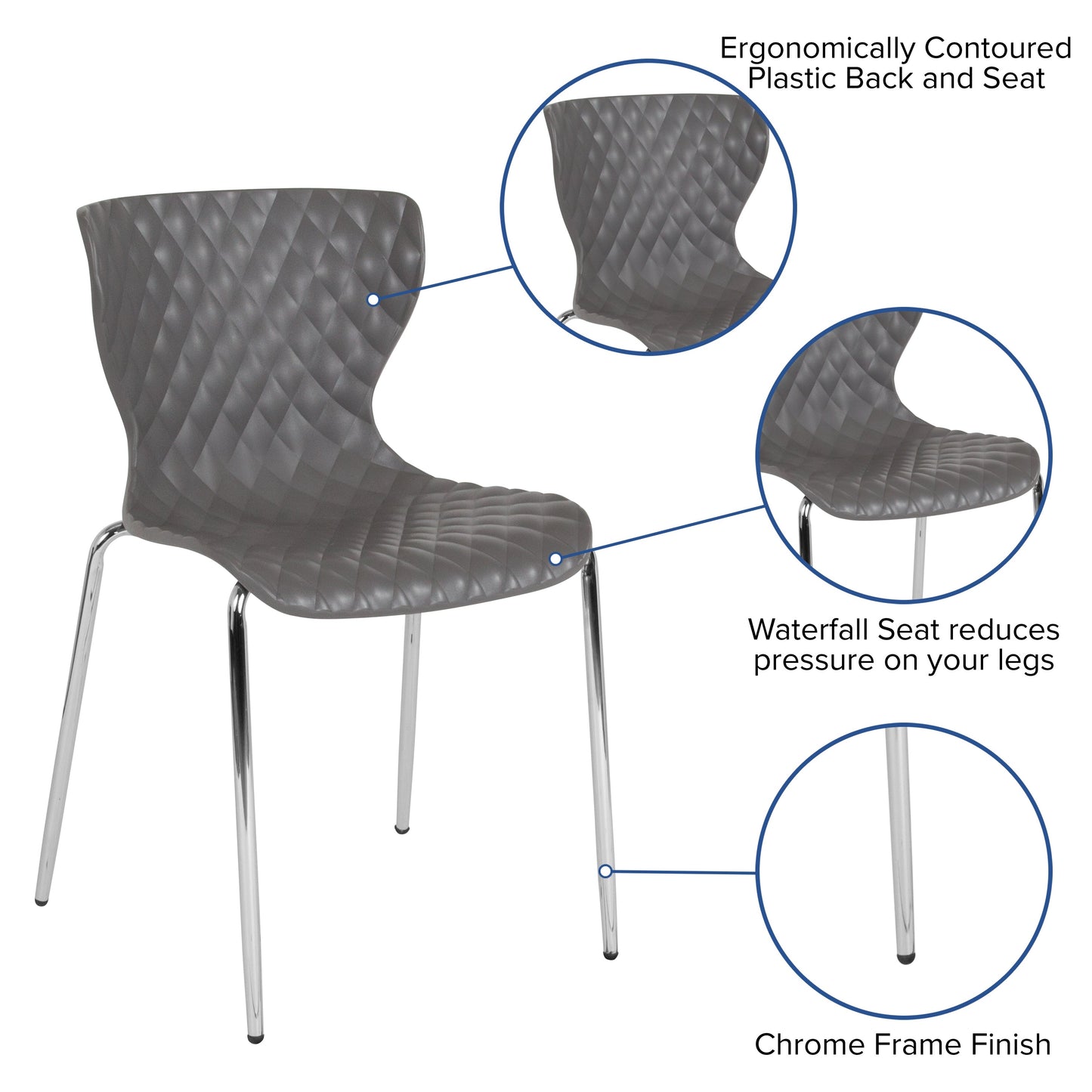 Gray Plastic Stack Chair LF-7-07C-GRY-GG