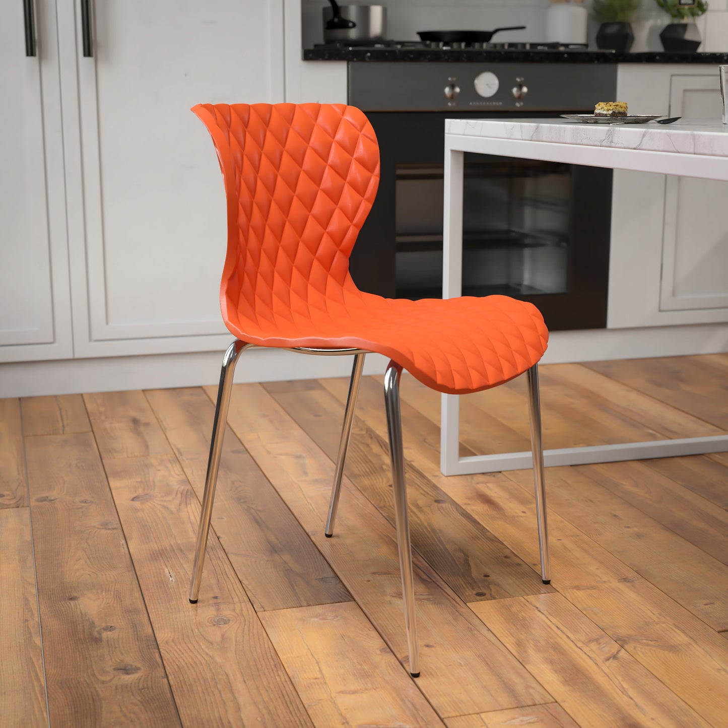 Orange Plastic Stack Chair LF-7-07C-ORNG-GG