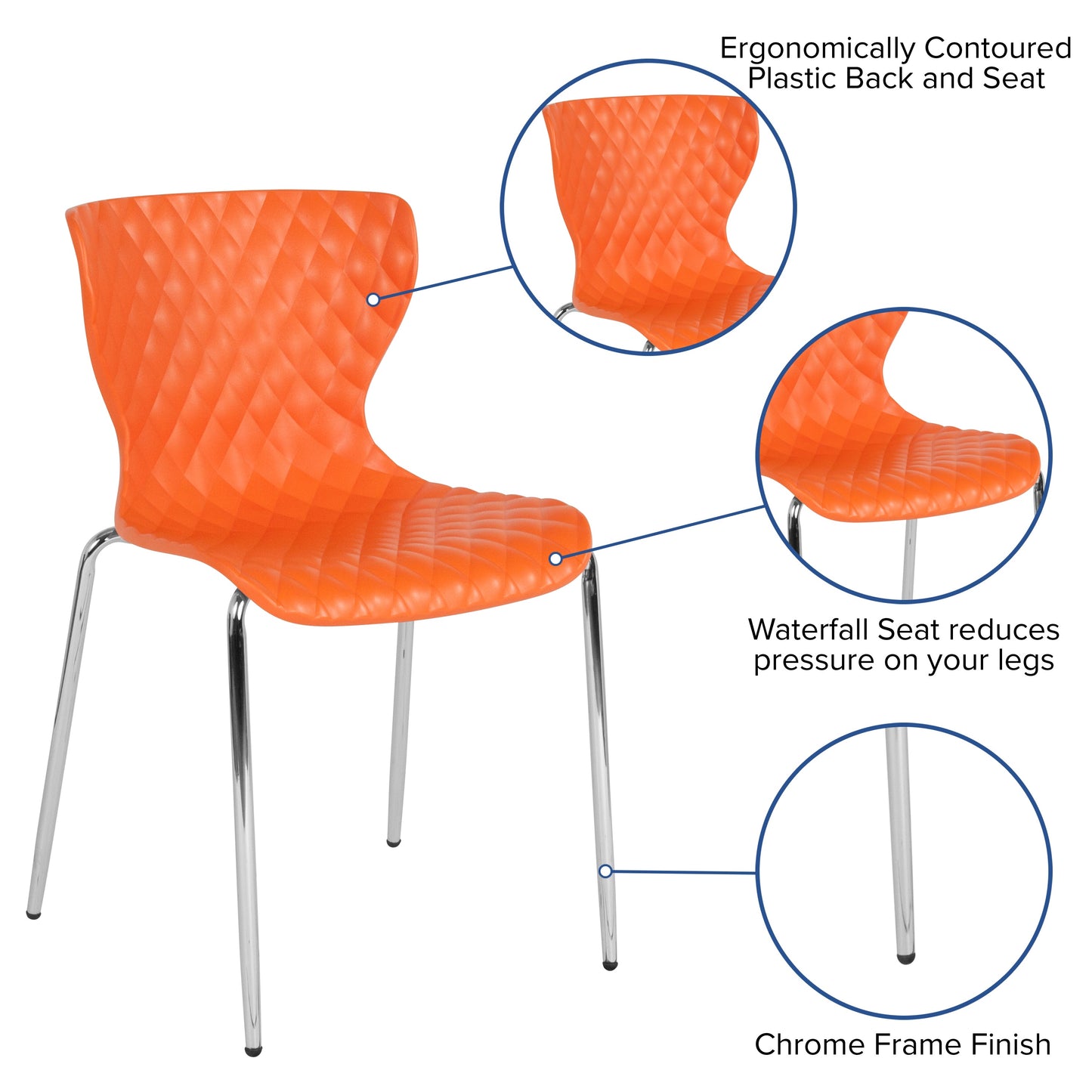 Orange Plastic Stack Chair LF-7-07C-ORNG-GG