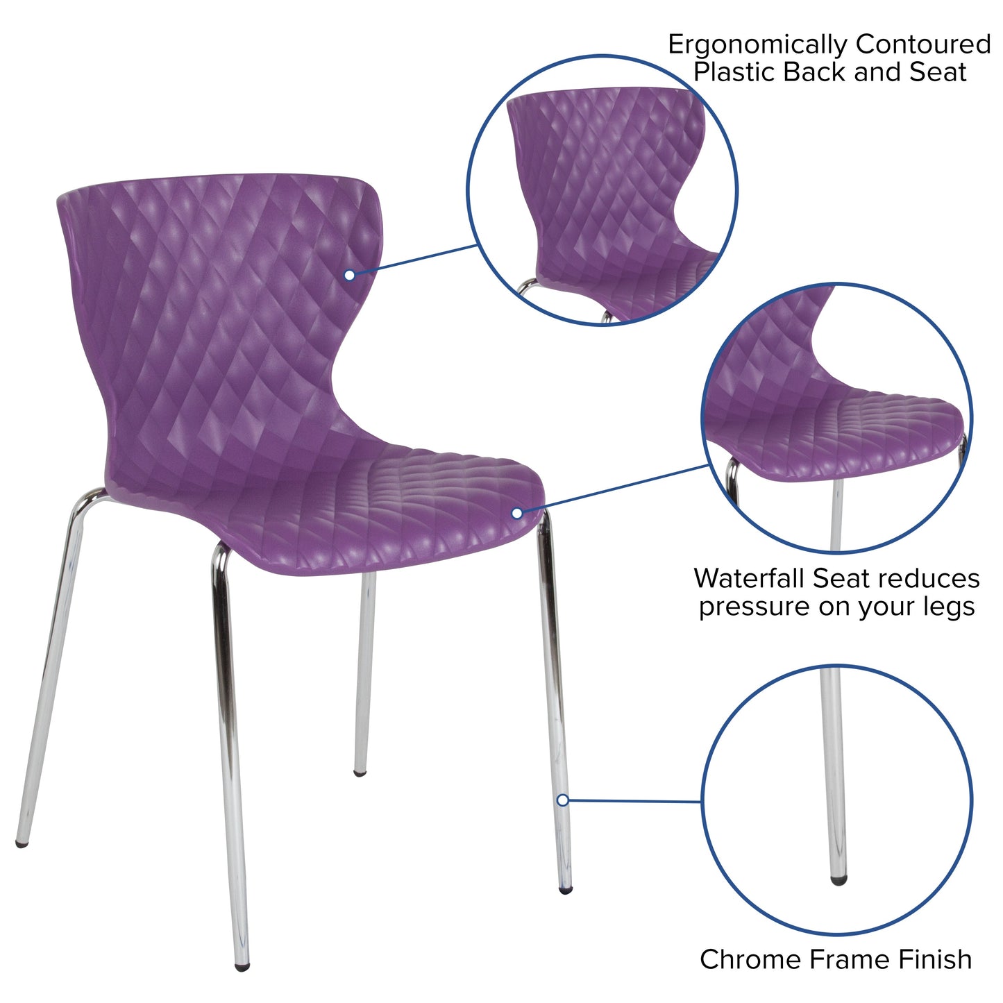 Purple Plastic Stack Chair LF-7-07C-PUR-GG