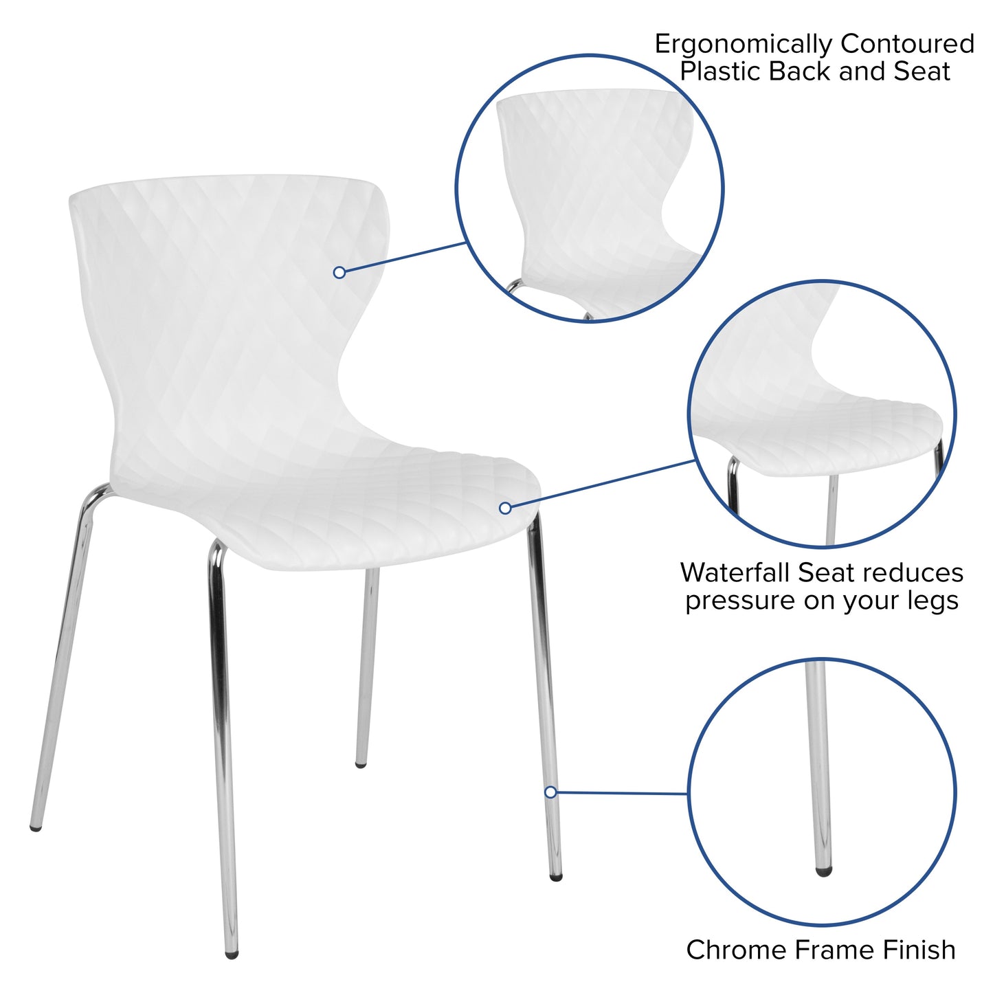 White Plastic Stack Chair LF-7-07C-WH-GG