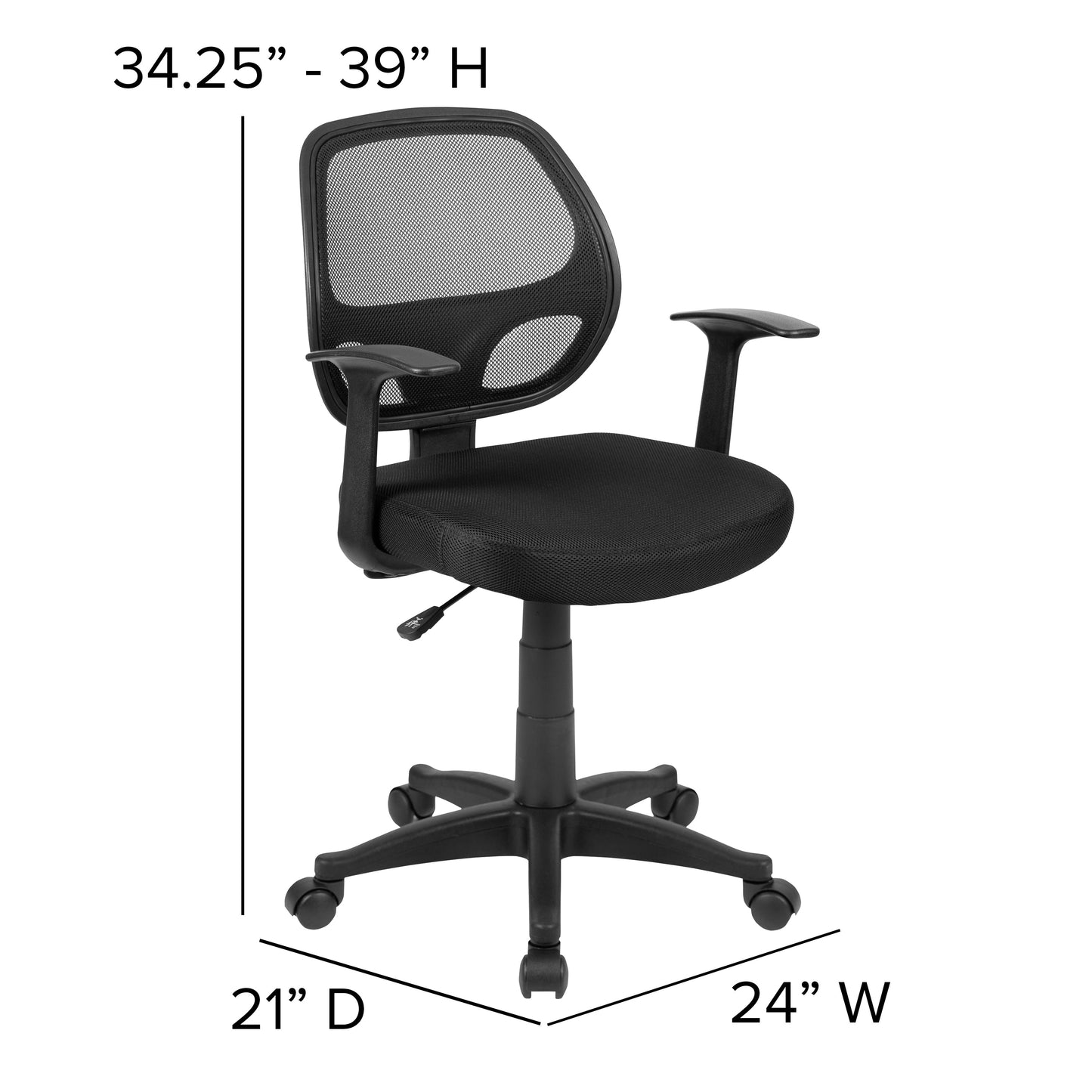 Black Mid-Back Task Chair LF-W-118A-BK-GG