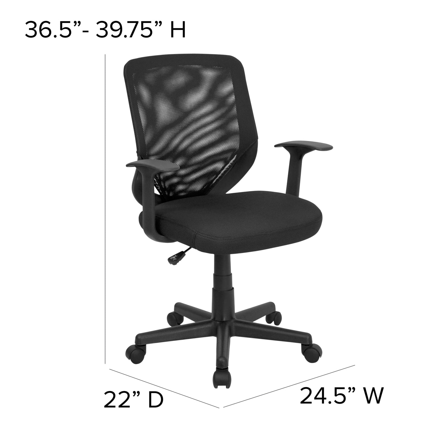 Black Mid-Back Task Chair LF-W-95A-BK-GG