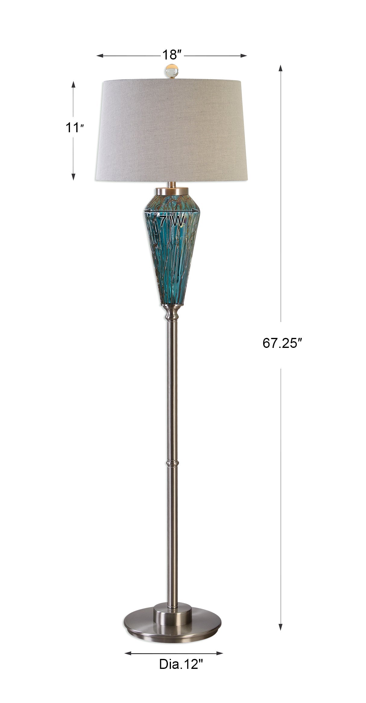 Uttermost Almanzora Blue Glass Floor Lamp