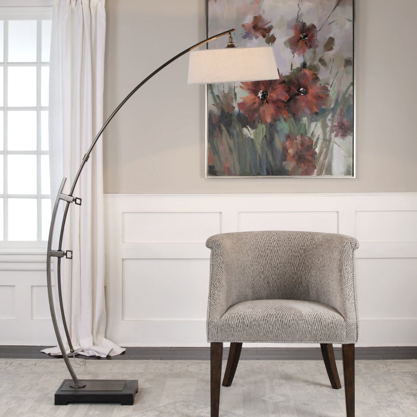 Uttermost Calogero Bronze Arc Floor Lamp