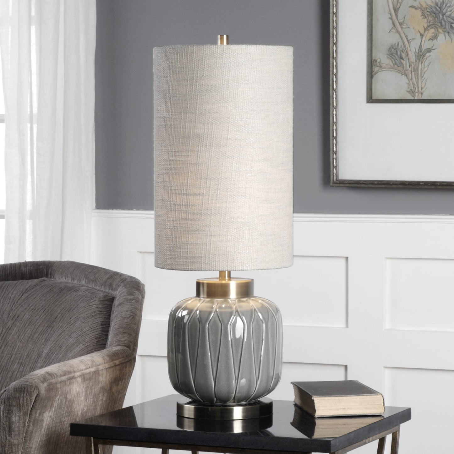 Uttermost Zahlia Aged Gray Ceramic Lamp