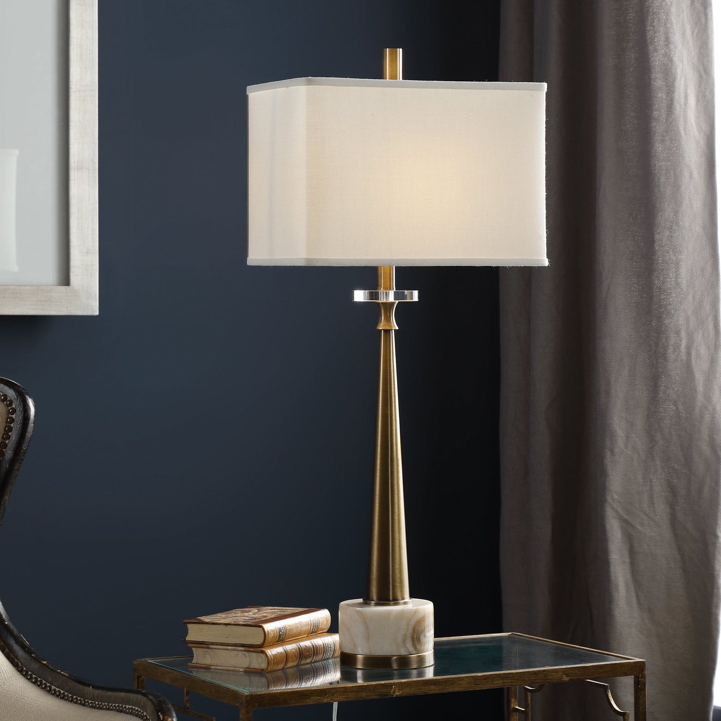 Uttermost Verner Tapered Brass Table Lamp