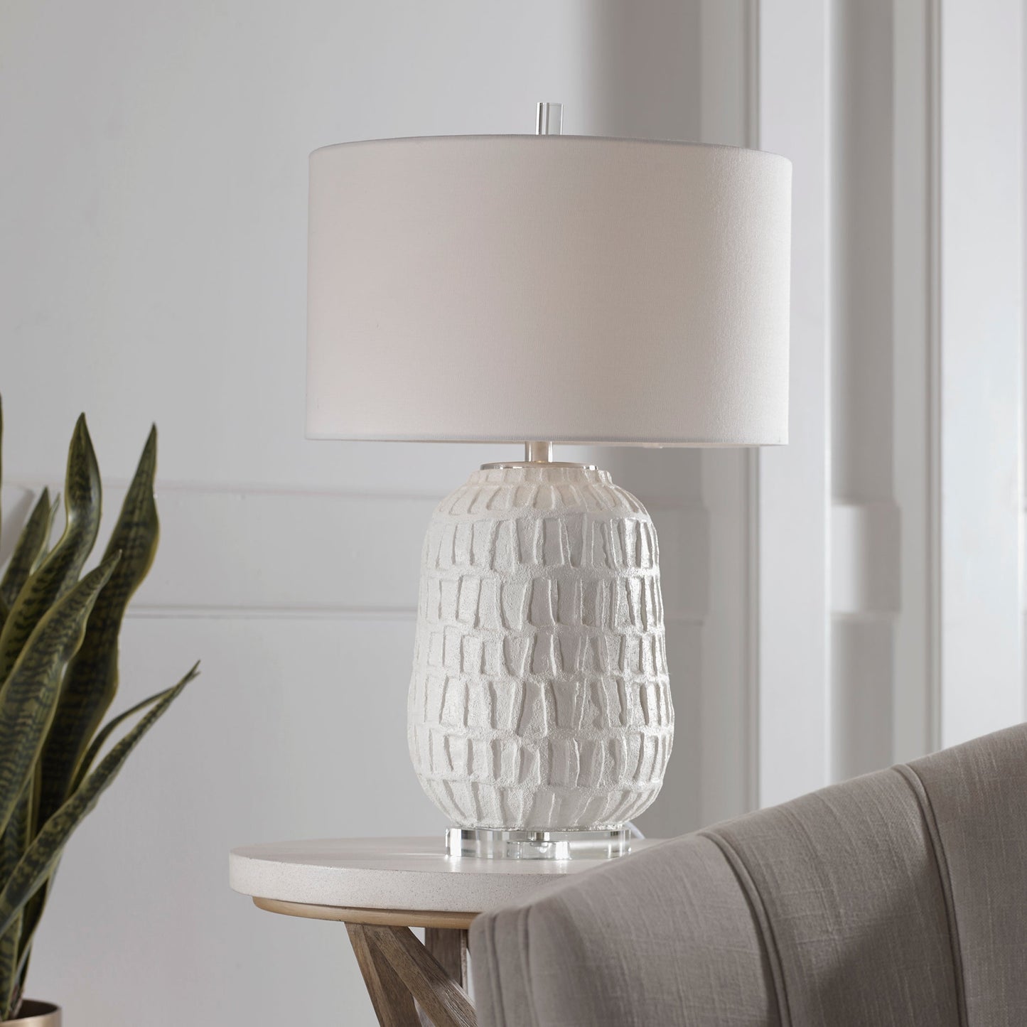 Uttermost Caelina Textured White Table Lamp