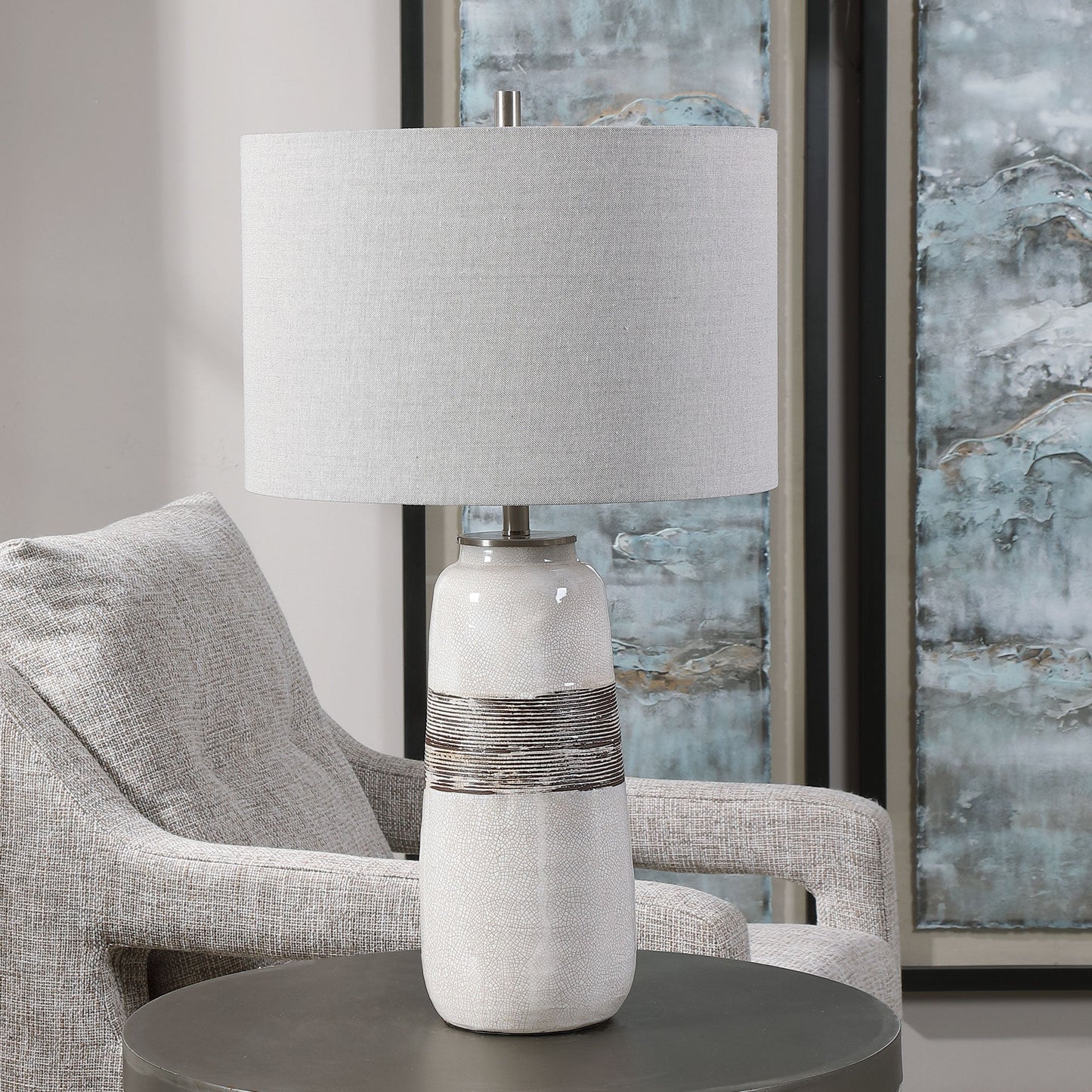 Uttermost Comanche White Crackle Table Lamp