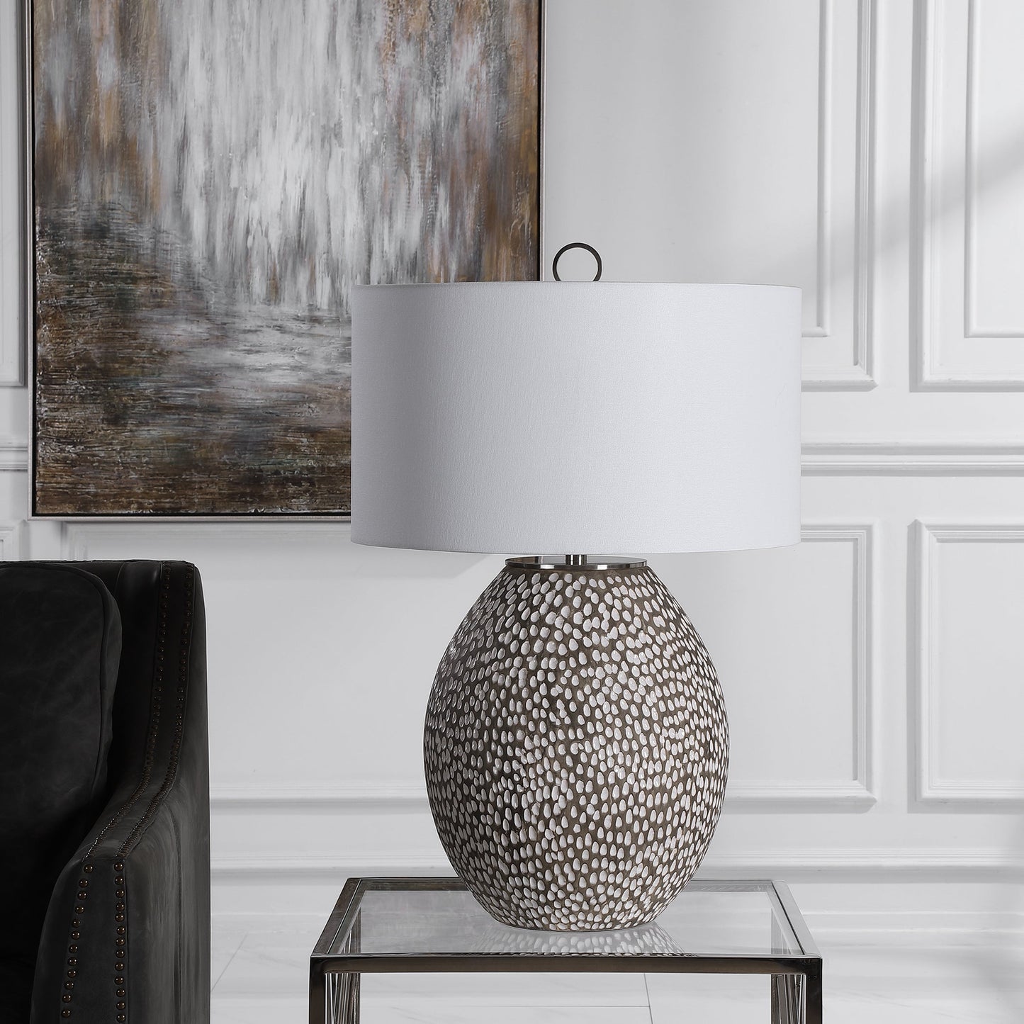 Uttermost Cyprien Gray White Table Lamp