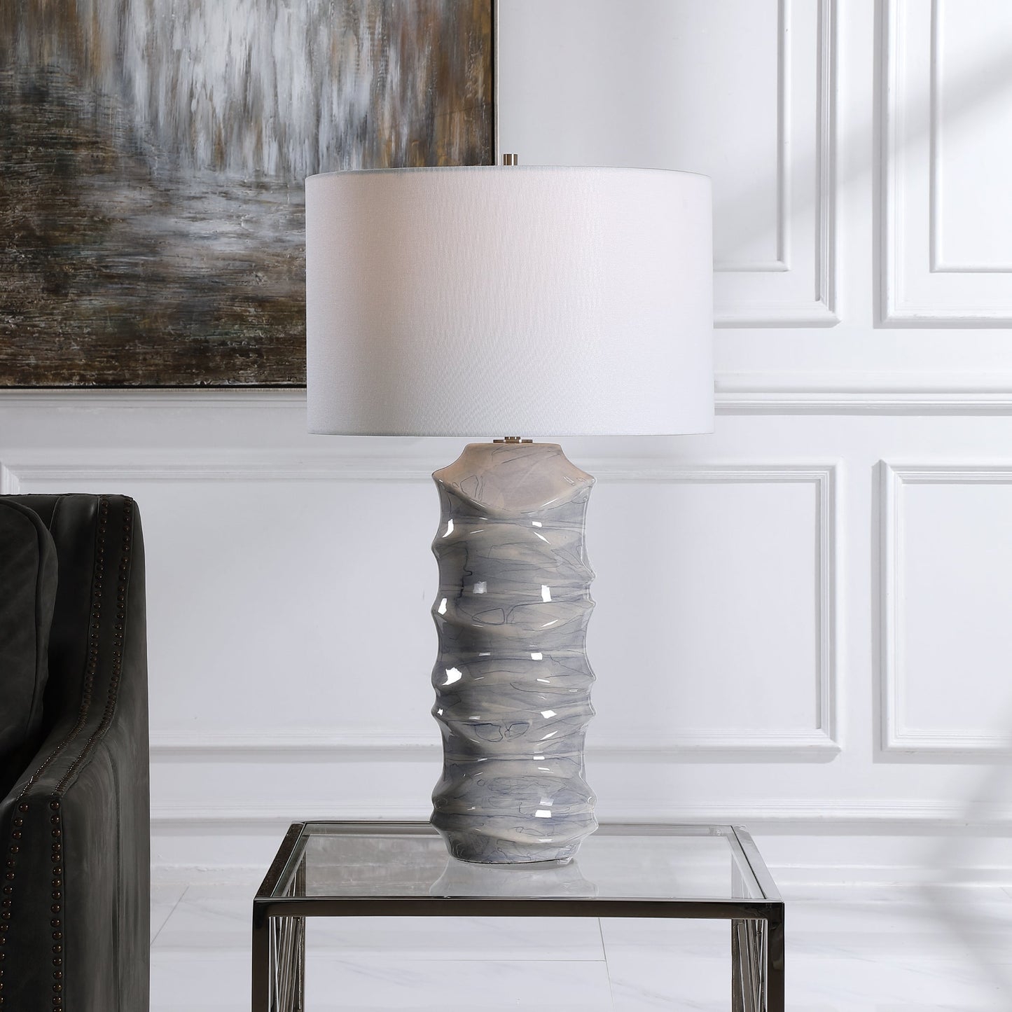 Uttermost Waves Blue & White Table Lamp