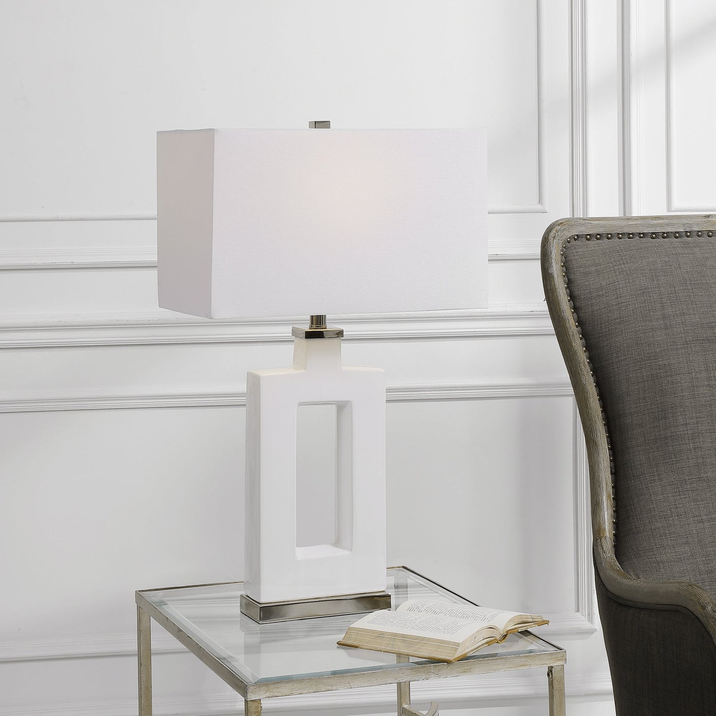 Uttermost Entry Modern White Table Lamp