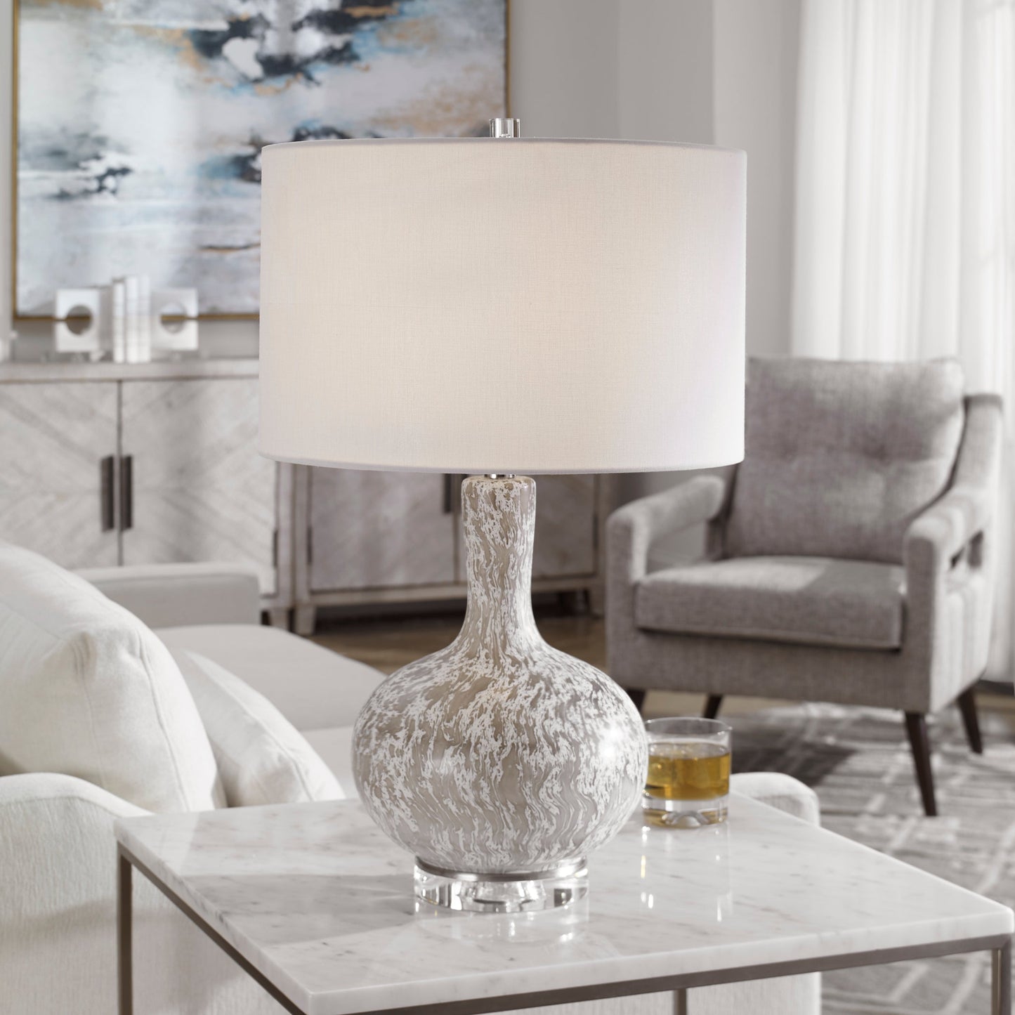 Uttermost Turbulence Distressed White Table Lamp