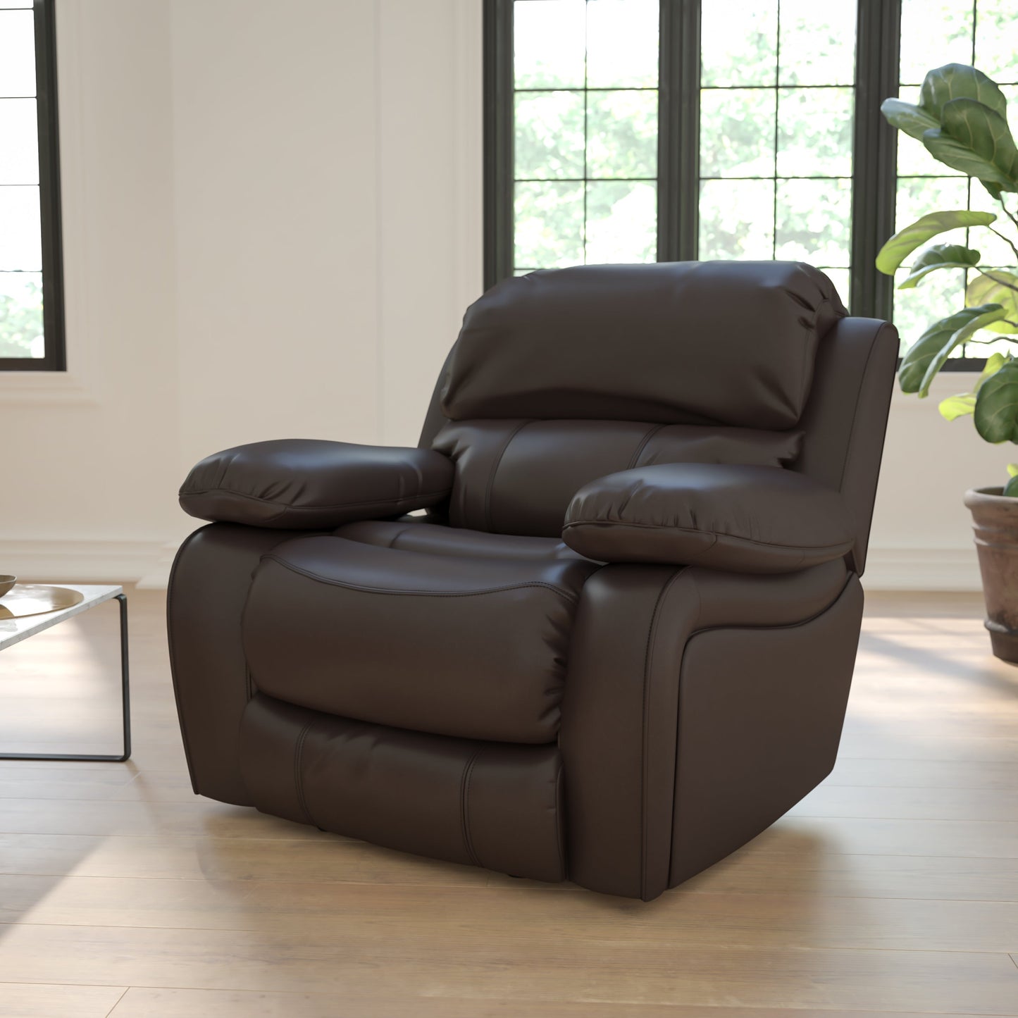 Brown Leather Rocker Recliner MEN-DA3439-91-BRN-GG
