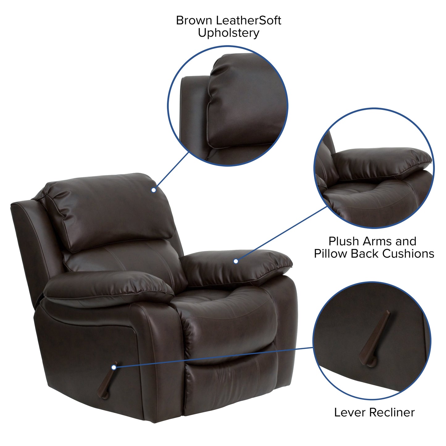 Brown Leather Rocker Recliner MEN-DA3439-91-BRN-GG