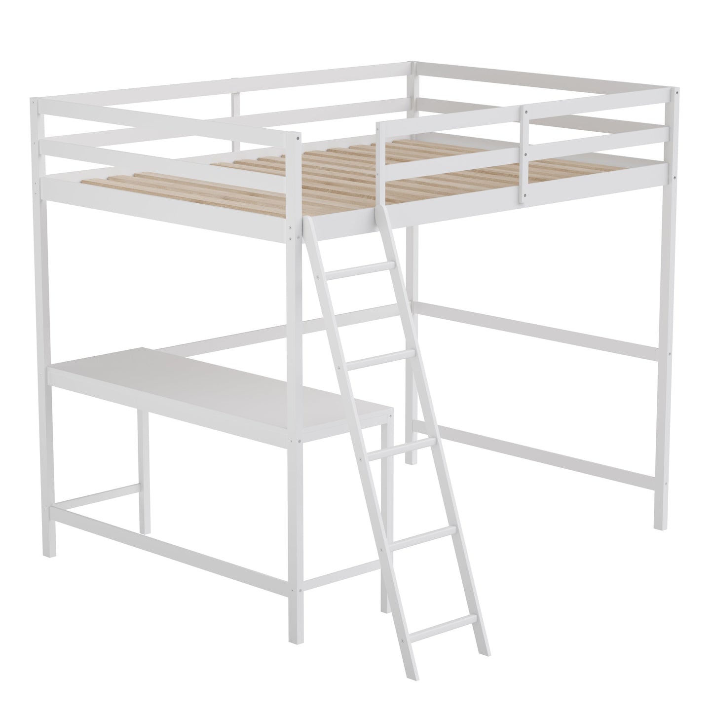 White Full Loft Bed Frame MH-LBD5-WH-F-GG