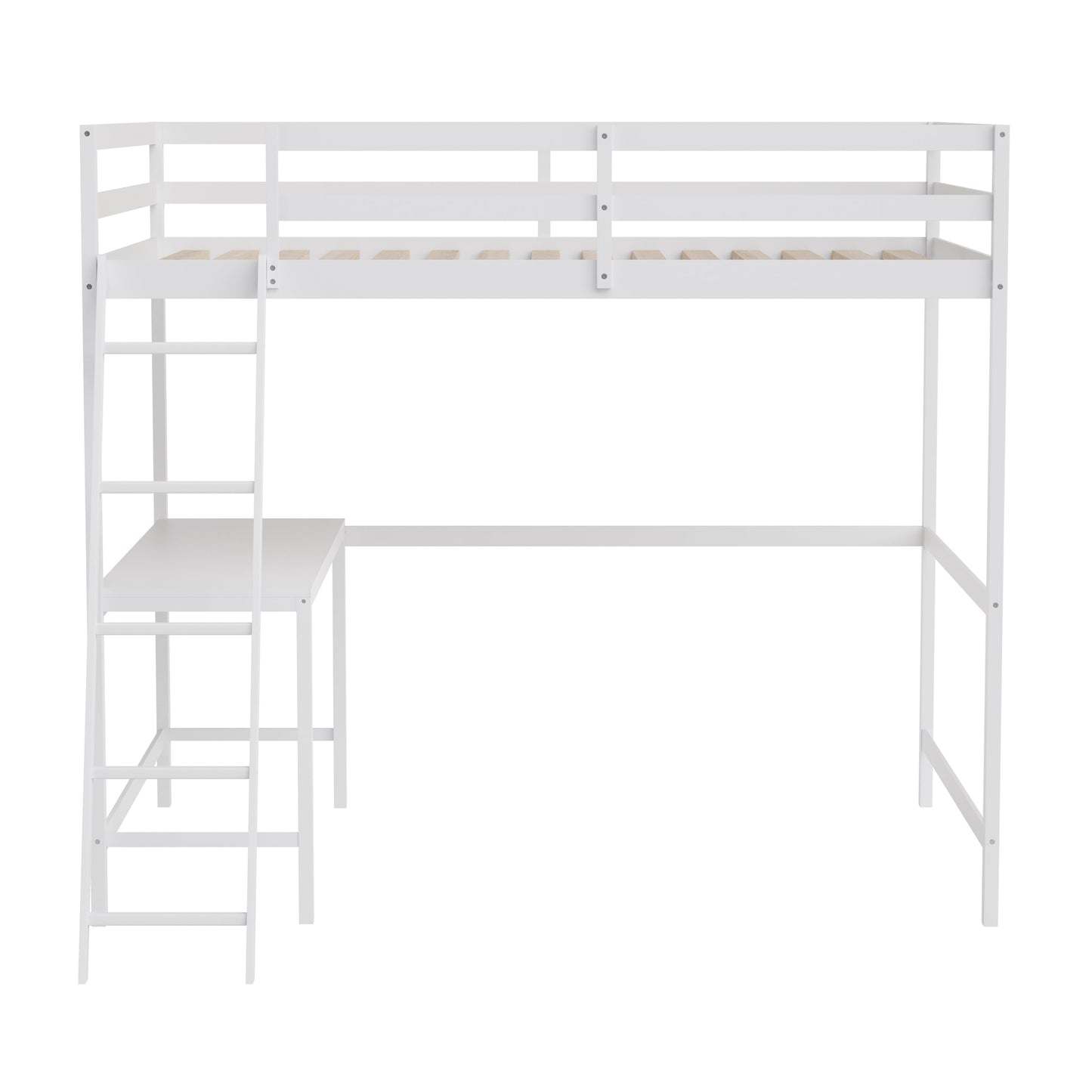 White Full Loft Bed Frame MH-LBD5-WH-F-GG