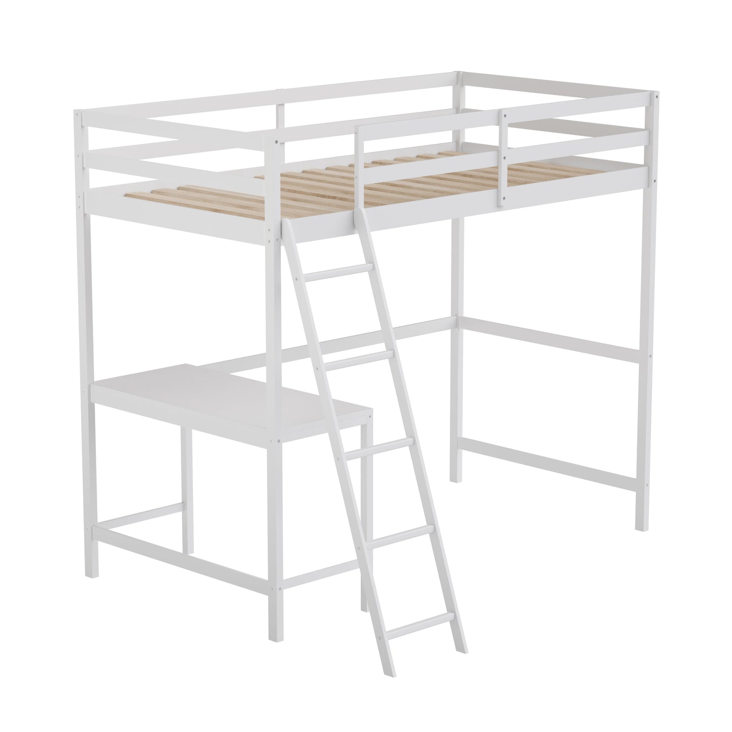 White Twin Loft Bed Frame MH-LBD5-WH-T-GG