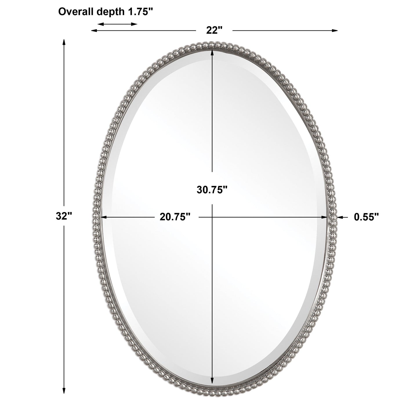 Uttermost Sherise Brushed Nickel Oval Mirror