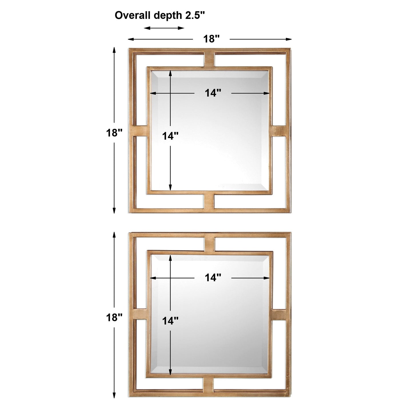 Uttermost Allick Gold Square Mirrors S/2