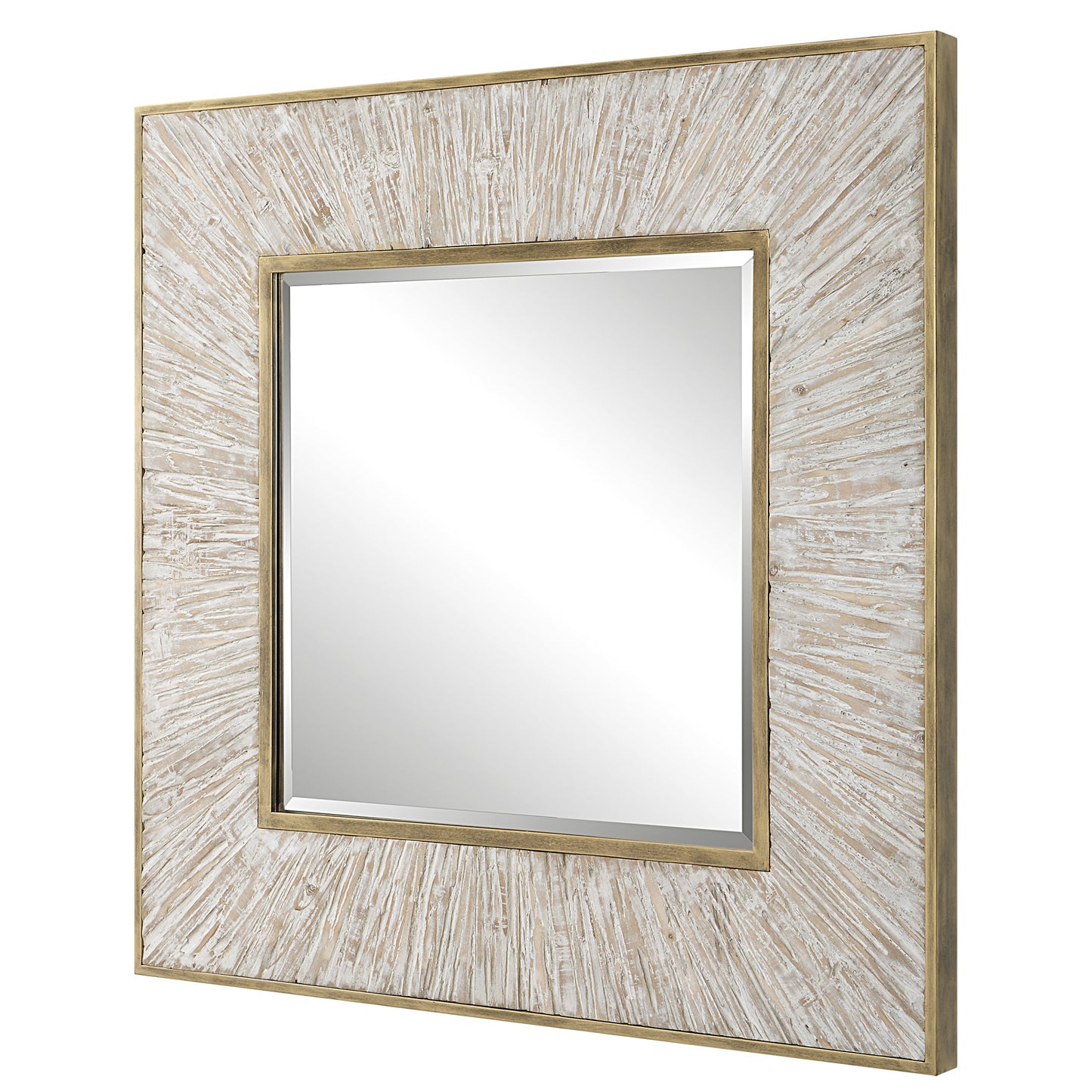 Uttermost Wharton Whitewashed Square Mirror